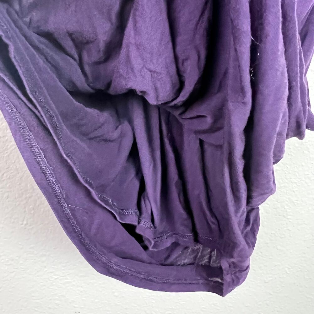 Theory Purple Cowl Neck Ruched Side Body Con Midi Dress Size Medium - Picture 7 of 11